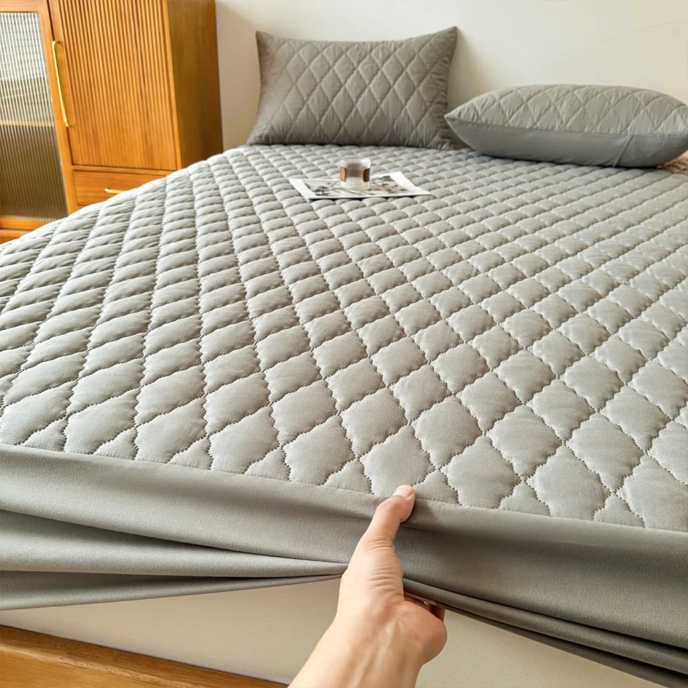 Waterproof Throw Mattress Cover Bed Fitted Sheet Mattress Protector Single/Double/140/160 Muti Size Gray/White Waterproof Throw Mattress Cover Bed Fitted Sheet Mattress Protector Single/Double/140/160 Muti Size Gray/White