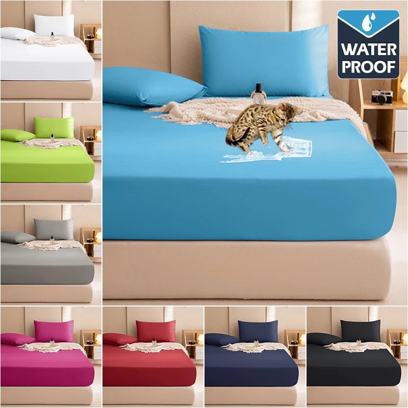 Waterproof Mattress Pad Cover Breathable Washable Bedspreads Healthy Anti-bacteria Anti-mite Fitted Double Bed Sheet 160×200 Waterproof Mattress Pad Cover Breathable Washable Bedspreads Healthy Anti-bacteria Anti-mite Fitted Double Bed Sheet 160x200