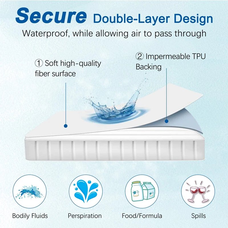 Waterproof Mattress Breathable Easy To Clean Bedspreads Healthy Anti-bacteria Bed Cover Non-slip Fitted Double Bed Sheet 180x200