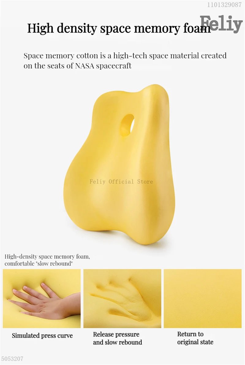 Memory Foam Office Chair Cushion Car Seat Support Waist Pillow Massage Lumbar Orthopedic Pillow Buttock Coccyx Cushion Back Pads