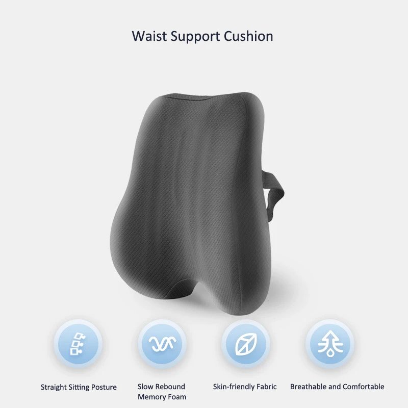 Memory Foam Seat Cushion Waist Back Support Pillow Set Orthopedic Ergonomic Coccyx Relief Hip Lumbar Pad for Office Chair Car