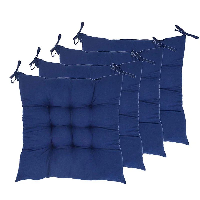 4PCS Square Dining Chair Cushion Thickened Non-slip Tether Living Room Office Chair Cushion Garden Sofa Cushion 40x40cm