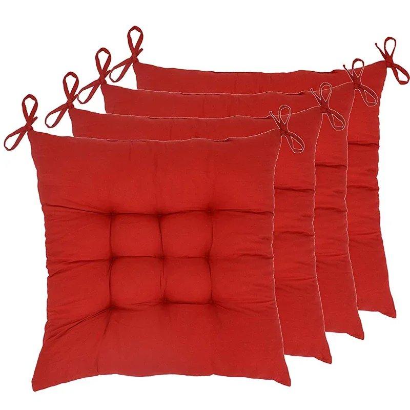 4PCS Square Dining Chair Cushion Thickened Non-slip Tether Living Room Office Chair Cushion Garden Sofa Cushion 40x40cm