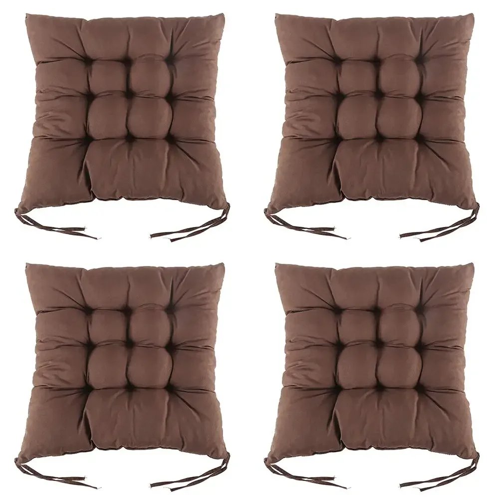 4PCS Square Dining Chair Cushion Thickened Non-slip Tether Living Room Office Chair Cushion Garden Sofa Cushion 40x40cm