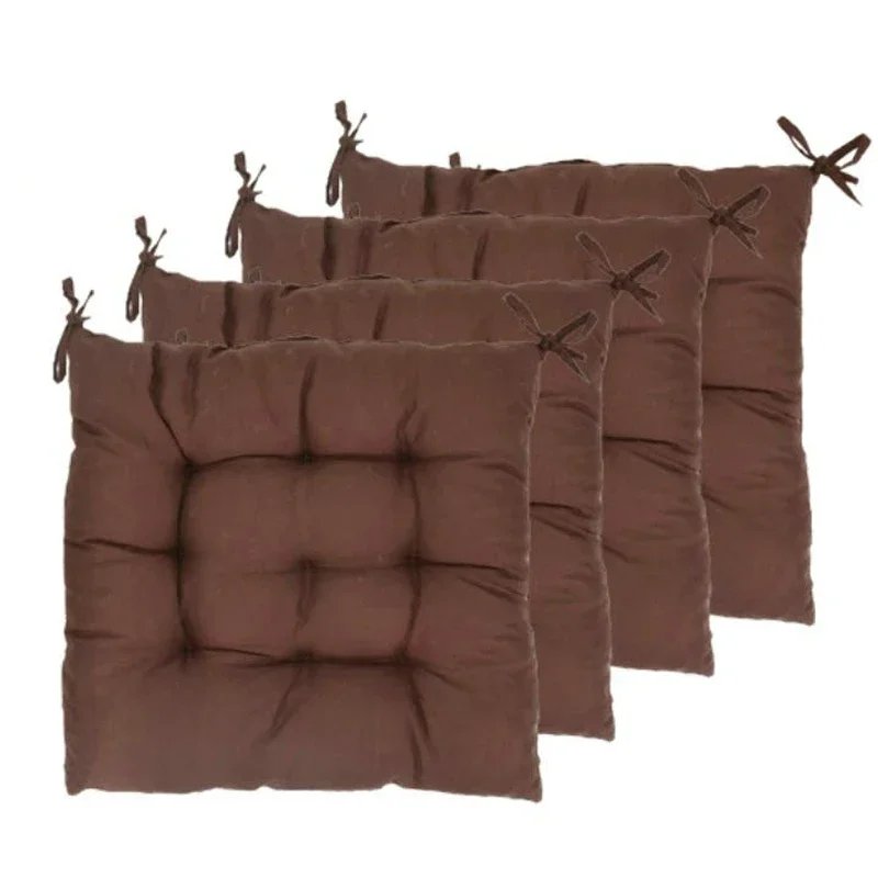 4PCS Square Dining Chair Cushion Thickened Non-slip Tether Living Room Office Chair Cushion Garden Sofa Cushion 40x40cm