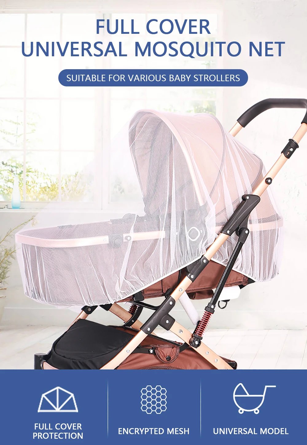 Mosquito Net For Baby Stroller Summer Pram Insect Shield Net Infants Pushchair Cart Safe Protection Mesh Pram Accessories