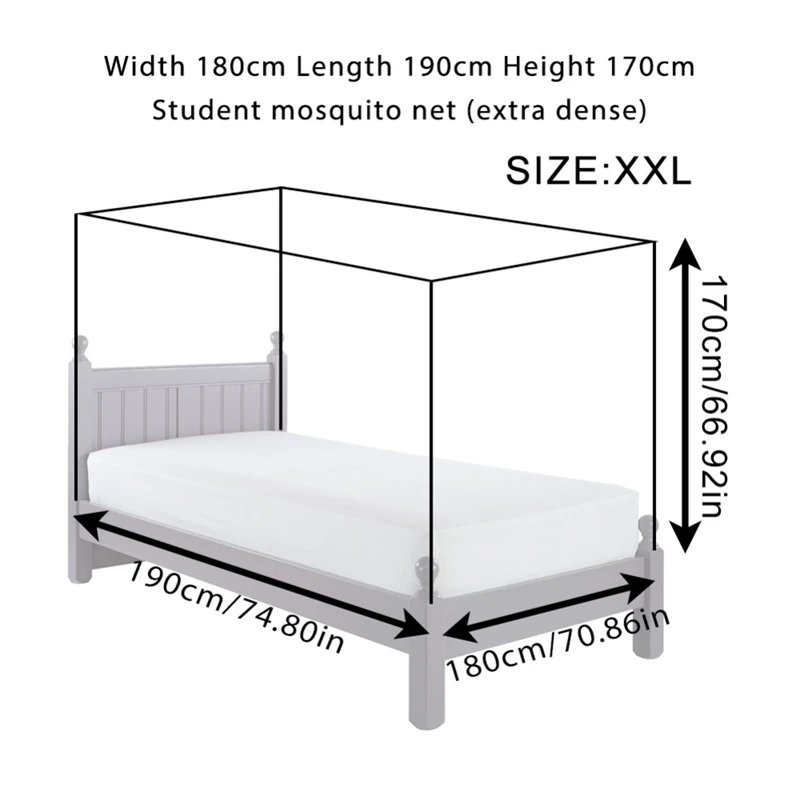 1pcs Moustiquaire Canopy White Four Corner Post Portable Square Mosquito Control Mosquito Net Bedroom Sleeping Mosquito Net