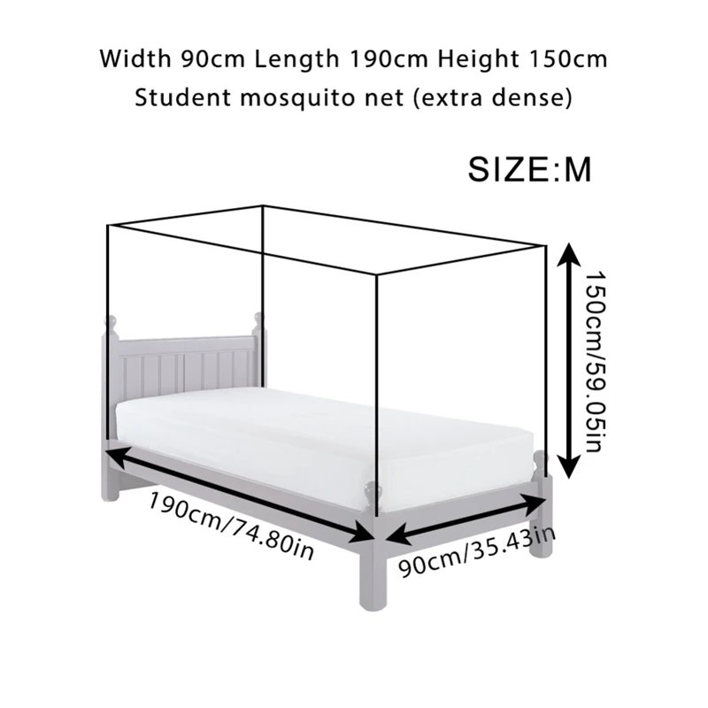 1pcs Moustiquaire Canopy White Four Corner Post Portable Square Mosquito Control Mosquito Net Bedroom Sleeping Mosquito Net