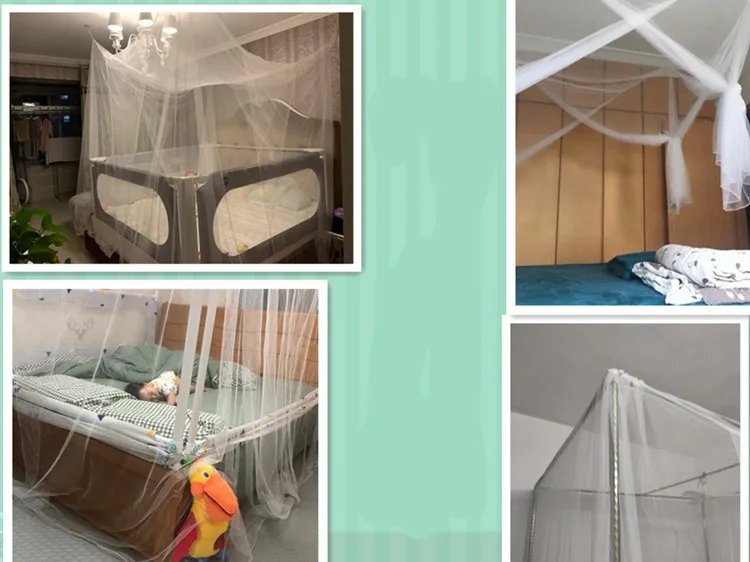 Sexy Mosquito Net Palace Four Door King/Queen Double Size Home Single  Bed Prevent Insect Outdoor Square Grace White Canopy Net