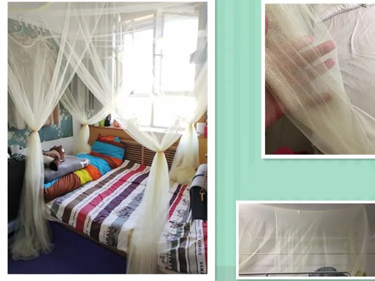 Sexy Mosquito Net Palace Four Door King/Queen Double Size Home Single  Bed Prevent Insect Outdoor Square Grace White Canopy Net