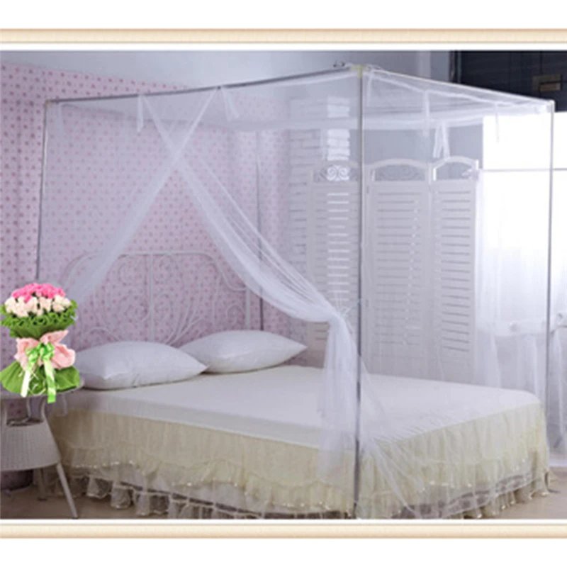 2023 New Double Bed Lace Bed Mosquito Insect Netting Mesh Canopy Princess Full Size Bedding Net Polyester White Pink Blue Purple