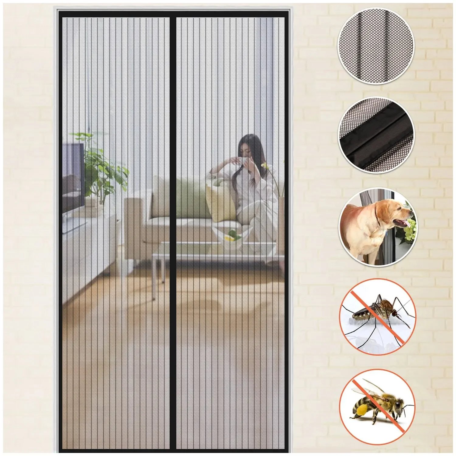 Magnetic Mosquito Net Summer Anti Bug Fly Door Curtains Mesh Automatic Closing Door Screen Living Room Bedroom Curtain