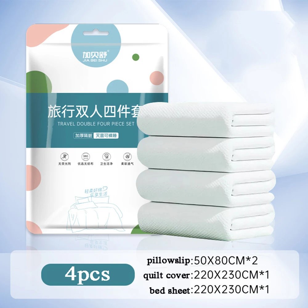 Disposable Bed Sheets Set Towel Hotel Quilt Cover Bedding Dirty Proof Pillowcase Dirty Quilt Cover Portable Travel Essential