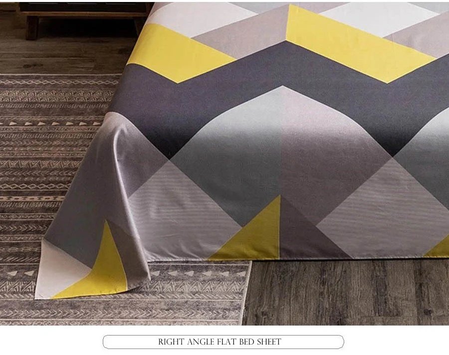 WOSTAR Geometry printed flat bed sheet set couple 2 people super cozy luxury double bed bedsheet single double queen king size