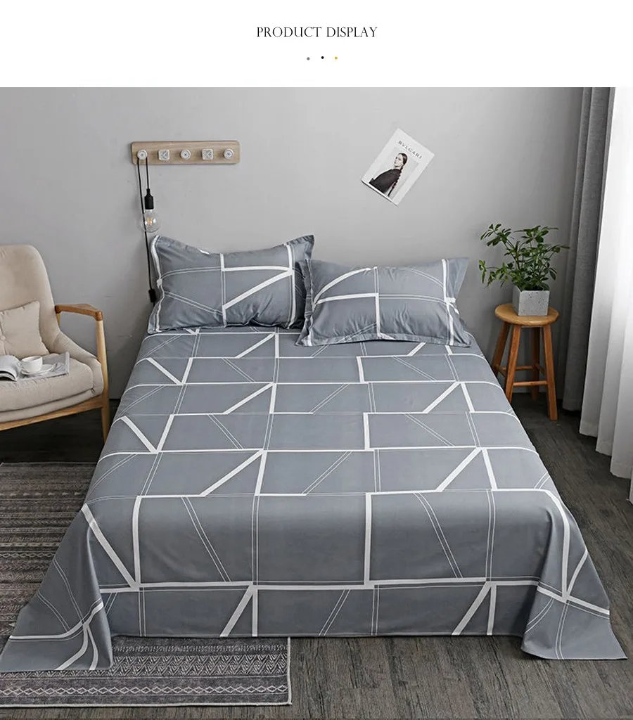 WOSTAR Geometry printed flat bed sheet set couple 2 people super cozy luxury double bed bedsheet single double queen king size