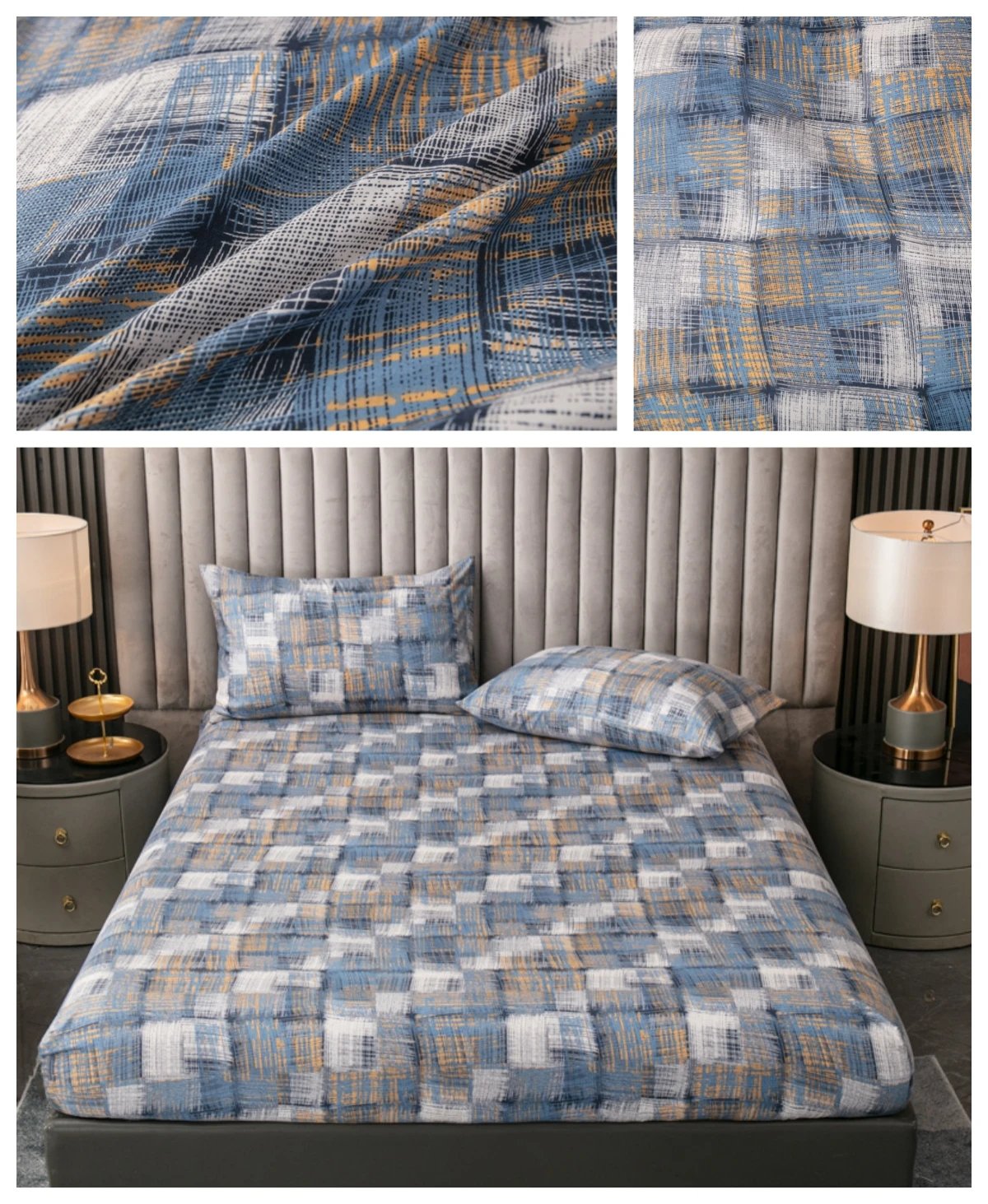 100% Polyester 3pcs Printed Sanding Fitted Sheet and pillowcases Set Elastic Band Around Mattress Cover King Size Bed Cover 100% Polyester 3pcs Printed Sanding Fitted Sheet and pillowcases Set Elastic Band Around Mattress Cover King Size Bed Cover