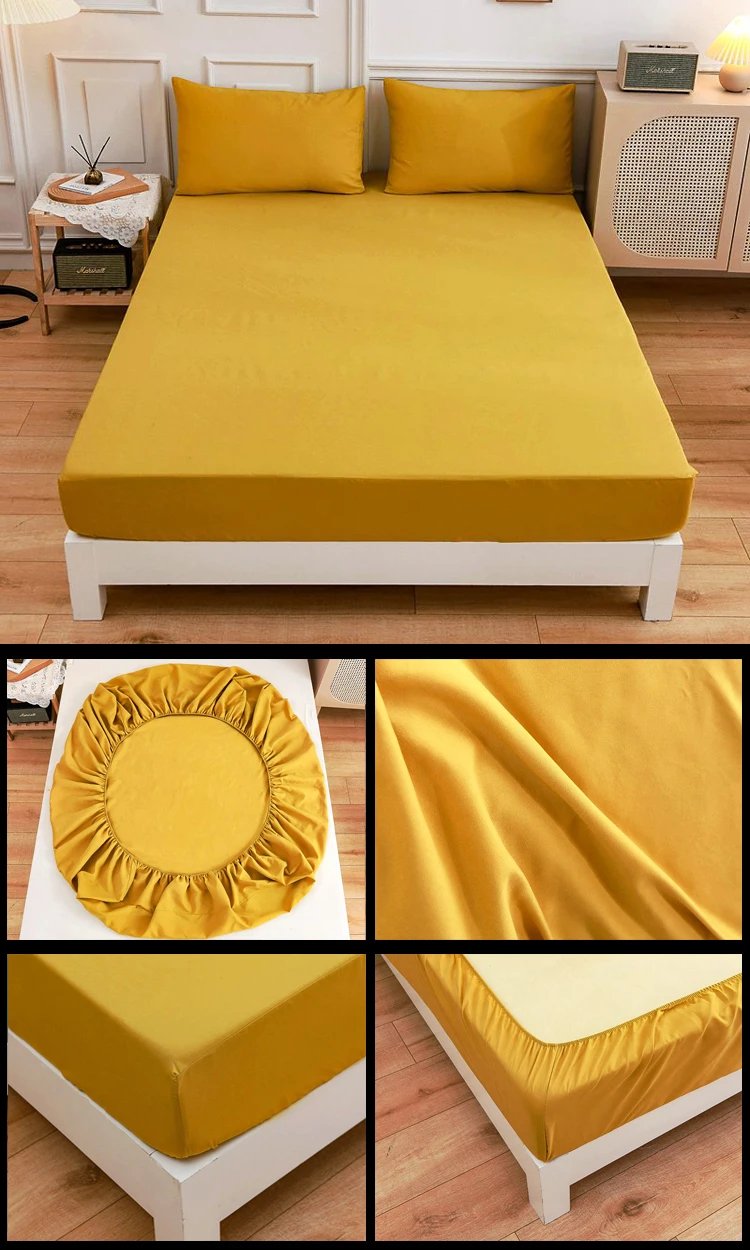 Kuup-Polyester 3pcs Solid Color Bedding Fitted Sheet And Pillowcases Elastic Band Around Mattress Cover Queen Size Bed Cover Kuup-Polyester 3pcs Solid Color Bedding Fitted Sheet And Pillowcases Elastic Band Around Mattress Cover Queen Size Bed Cover 