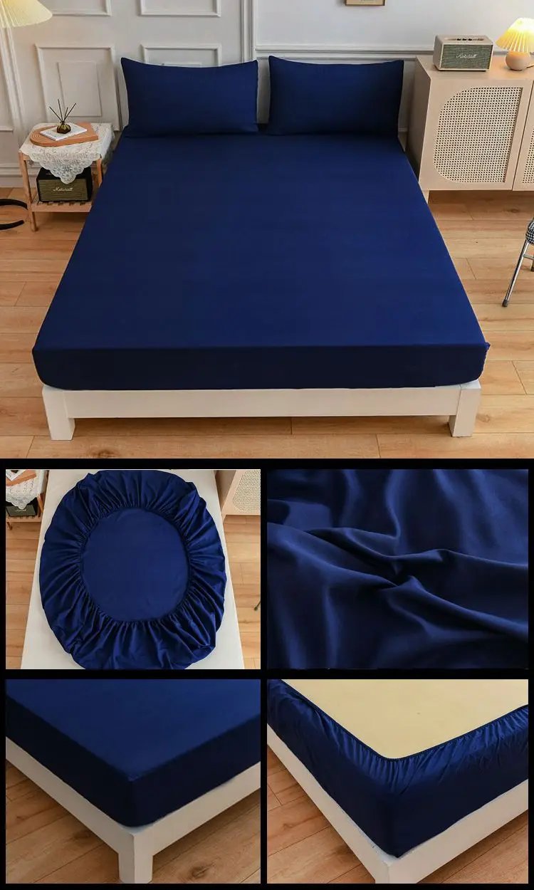 Kuup-Polyester 3pcs Solid Color Bedding Fitted Sheet And Pillowcases Elastic Band Around Mattress Cover Queen Size Bed Cover Kuup-Polyester 3pcs Solid Color Bedding Fitted Sheet And Pillowcases Elastic Band Around Mattress Cover Queen Size Bed Cover 