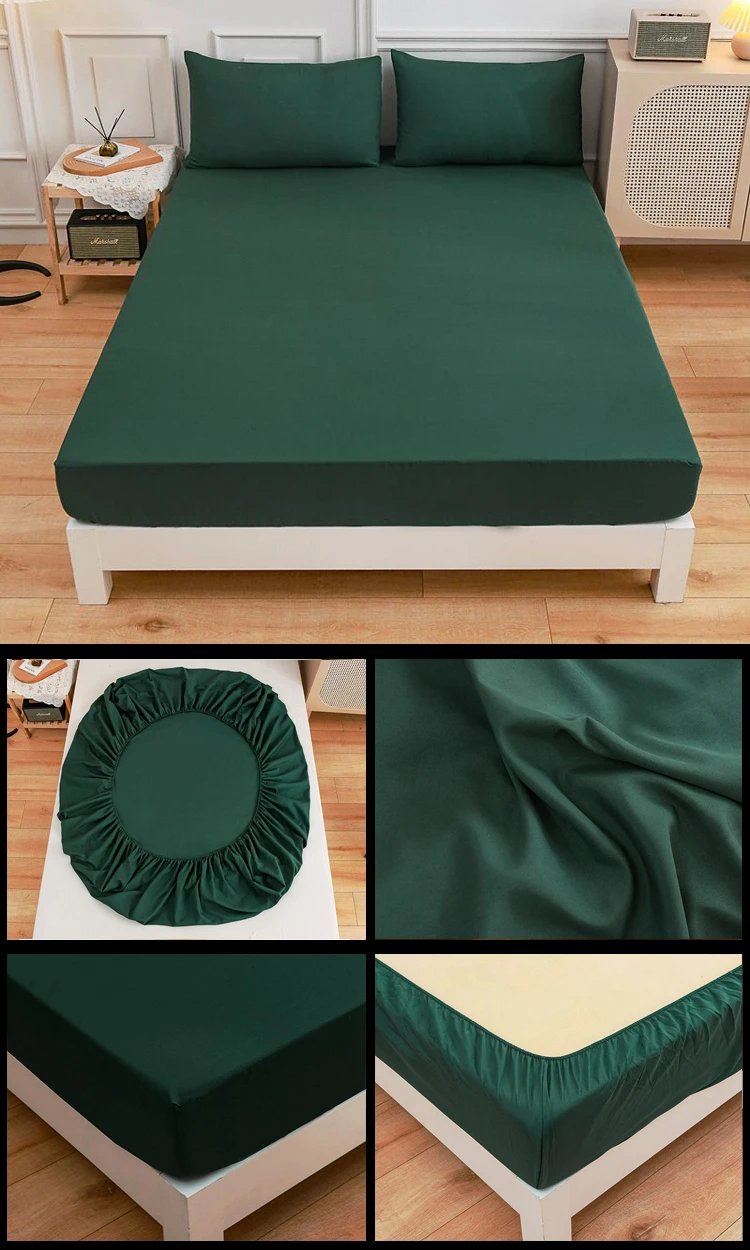 Kuup-Polyester 3pcs Solid Color Bedding Fitted Sheet And Pillowcases Elastic Band Around Mattress Cover Queen Size Bed Cover Kuup-Polyester 3pcs Solid Color Bedding Fitted Sheet And Pillowcases Elastic Band Around Mattress Cover Queen Size Bed Cover 