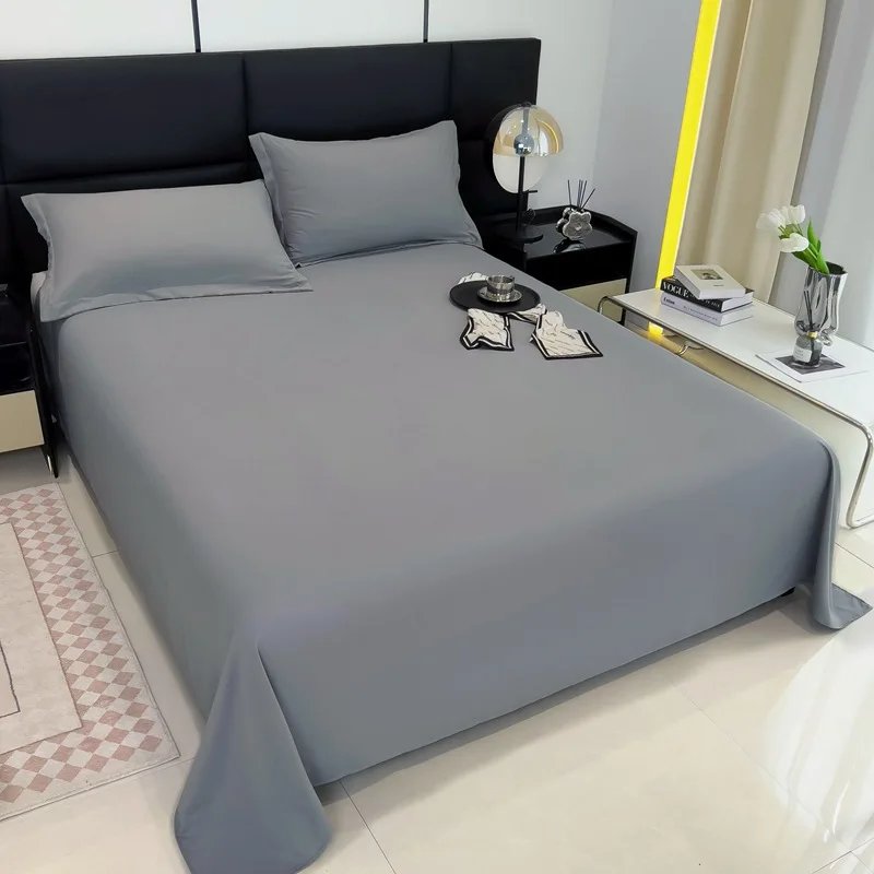 2024 Ins Solid Color1pcs Bed Sheet Simple Student Dormitory Washed Cotton Single Product Quilt Three Piece Set Single and Double