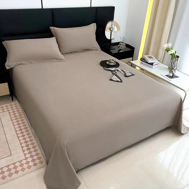 2024 Ins Solid Color1pcs Bed Sheet Simple Student Dormitory Washed Cotton Single Product Quilt Three Piece Set Single and Double