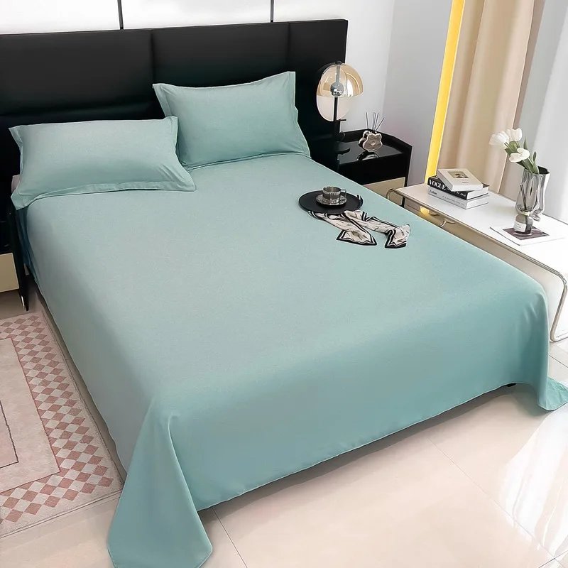 2024 Ins Solid Color1pcs Bed Sheet Simple Student Dormitory Washed Cotton Single Product Quilt Three Piece Set Single and Double