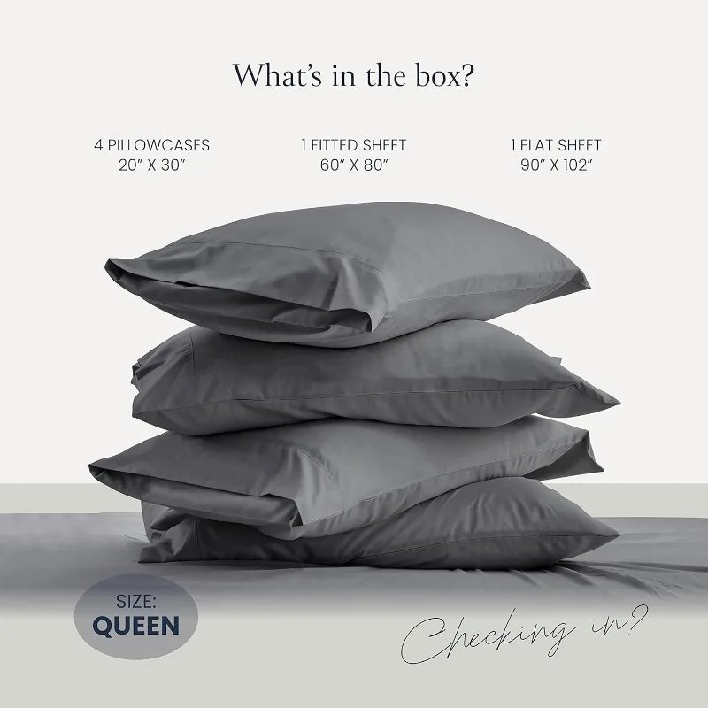 Luxury 6 Piece Bed Sheets for Queen Size Bed, with Elastic, Breathable Hotel Sheets & Pillowcase Set, Wrinkle Free Luxury 6 Piece Bed Sheets for Queen Size Bed, with Elastic, Breathable Hotel Sheets & Pillowcase Set, Wrinkle Free