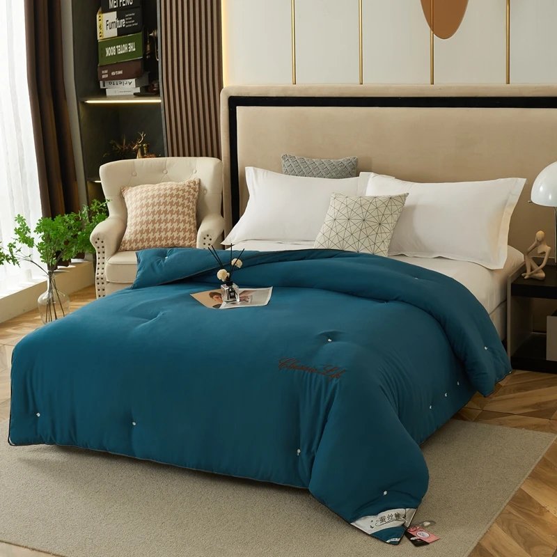 100% Natural Mulberry Silk Comforter Luxury Queen King Size Duvet Summer Winter Thick Blanket Quilt Single Couple Bedding Filler