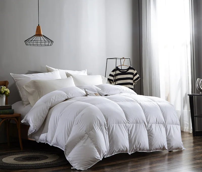 100% Goose Down Duvet Comforter Quilted Perfect Comfort  Double Single Size  Winter Thick Blanket Solid Color Bedclothes