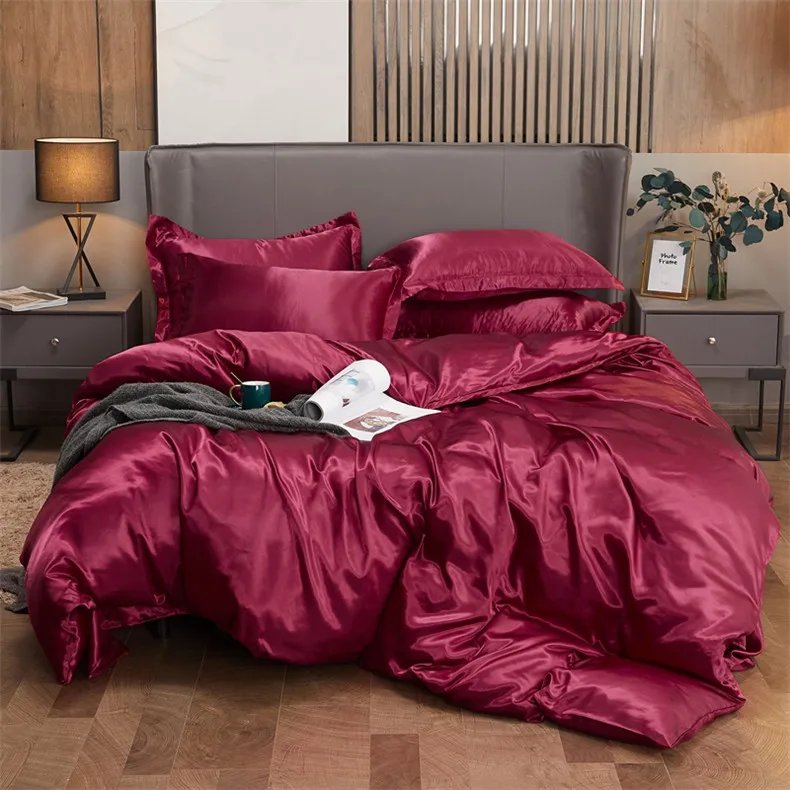 Bedding Set Solid Color Luxury Bedding Kit Rayon Satin Duvet Cover Set Twin Queen King Size Bed Set 2pcs/3pcs/4pcs Bedding Set Solid Color Luxury Bedding Kit Rayon Satin Duvet Cover Set Twin Queen King Size Bed Set 2pcs/3pcs/4pcs