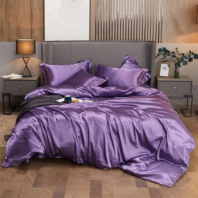 Bedding Set Solid Color Luxury Bedding Kit Rayon Satin Duvet Cover Set Twin Queen King Size Bed Set 2pcs/3pcs/4pcs Bedding Set Solid Color Luxury Bedding Kit Rayon Satin Duvet Cover Set Twin Queen King Size Bed Set 2pcs/3pcs/4pcs