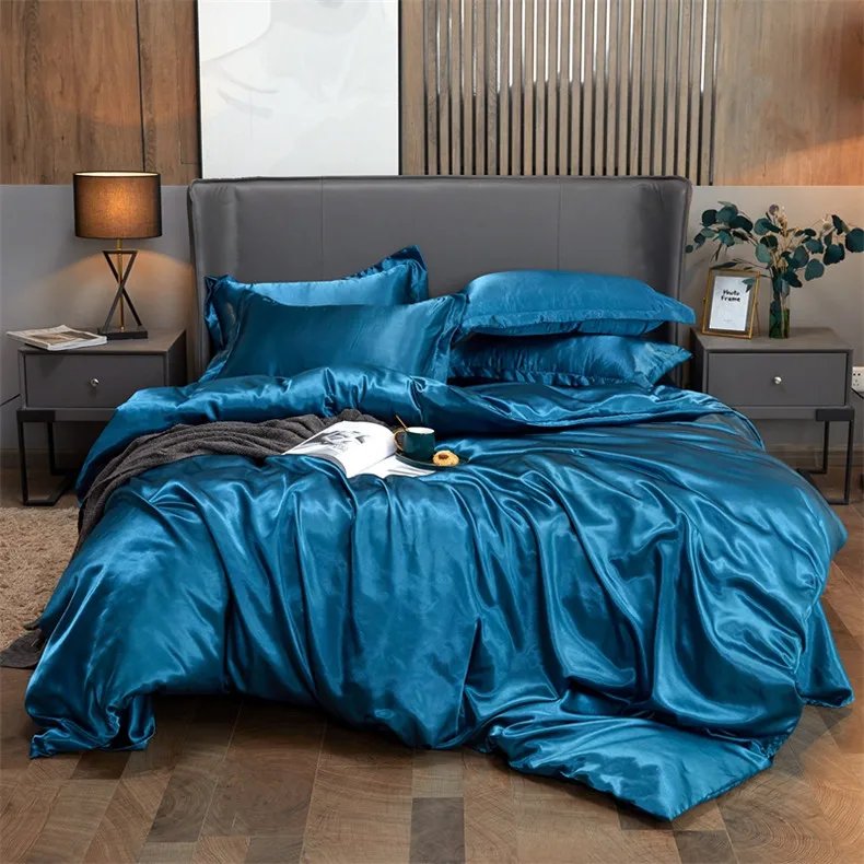 Bedding Set Solid Color Luxury Bedding Kit Rayon Satin Duvet Cover Set Twin Queen King Size Bed Set 2pcs/3pcs/4pcs Bedding Set Solid Color Luxury Bedding Kit Rayon Satin Duvet Cover Set Twin Queen King Size Bed Set 2pcs/3pcs/4pcs