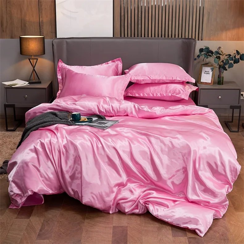 Bedding Set Solid Color Luxury Bedding Kit Rayon Satin Duvet Cover Set Twin Queen King Size Bed Set 2pcs/3pcs/4pcs Bedding Set Solid Color Luxury Bedding Kit Rayon Satin Duvet Cover Set Twin Queen King Size Bed Set 2pcs/3pcs/4pcs