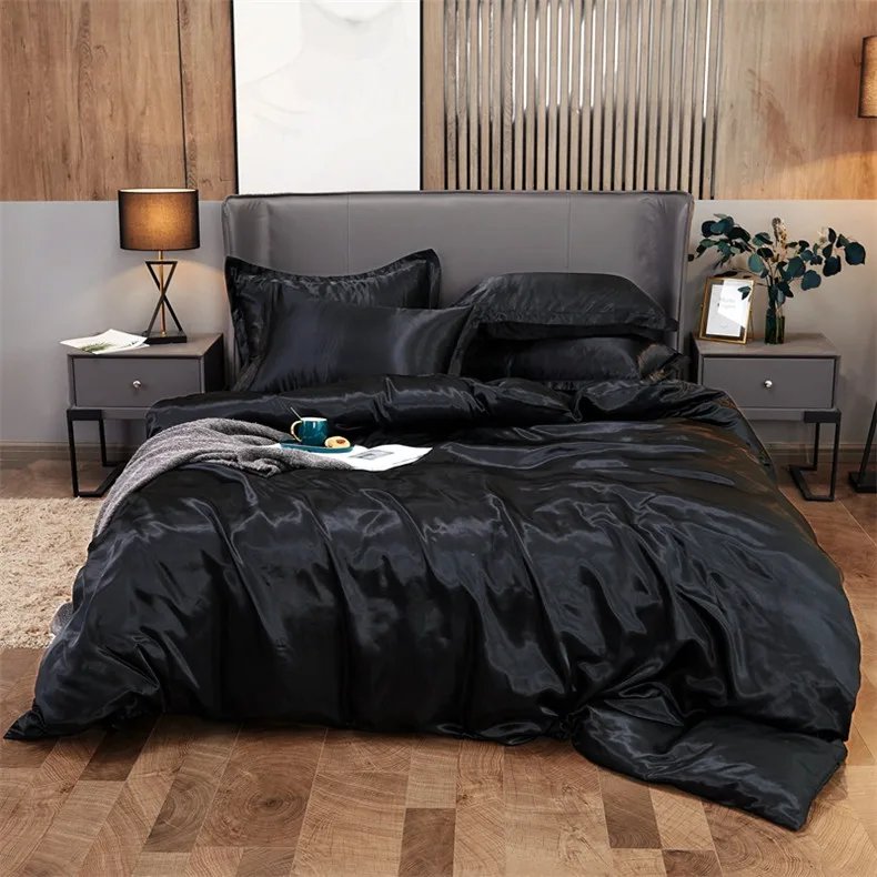 Bedding Set Solid Color Luxury Bedding Kit Rayon Satin Duvet Cover Set Twin Queen King Size Bed Set 2pcs/3pcs/4pcs Bedding Set Solid Color Luxury Bedding Kit Rayon Satin Duvet Cover Set Twin Queen King Size Bed Set 2pcs/3pcs/4pcs