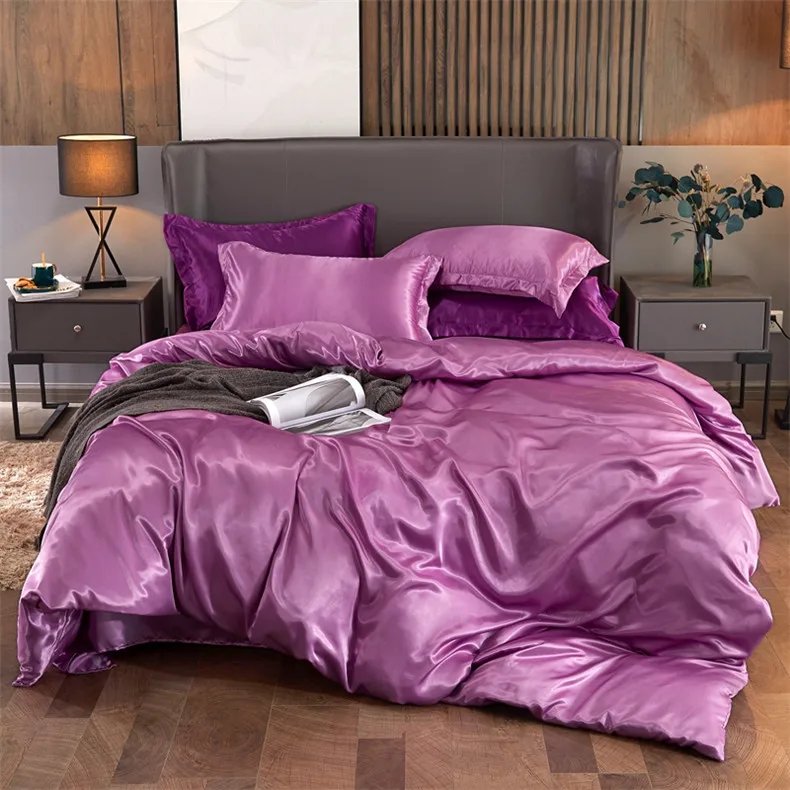 Bedding Set Solid Color Luxury Bedding Kit Rayon Satin Duvet Cover Set Twin Queen King Size Bed Set 2pcs/3pcs/4pcs Bedding Set Solid Color Luxury Bedding Kit Rayon Satin Duvet Cover Set Twin Queen King Size Bed Set 2pcs/3pcs/4pcs