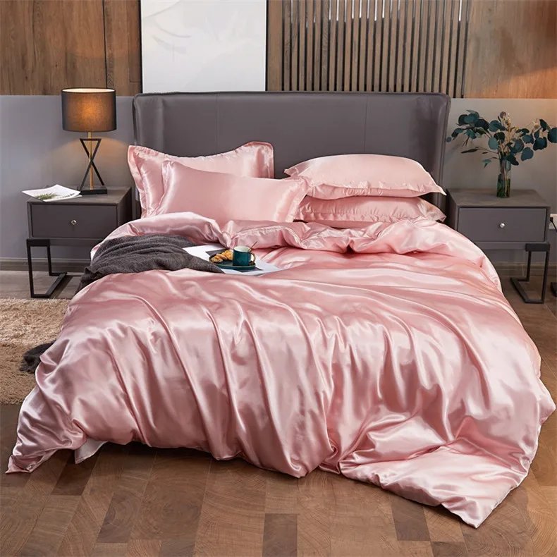 Bedding Set Solid Color Luxury Bedding Kit Rayon Satin Duvet Cover Set Twin Queen King Size Bed Set 2pcs/3pcs/4pcs Bedding Set Solid Color Luxury Bedding Kit Rayon Satin Duvet Cover Set Twin Queen King Size Bed Set 2pcs/3pcs/4pcs