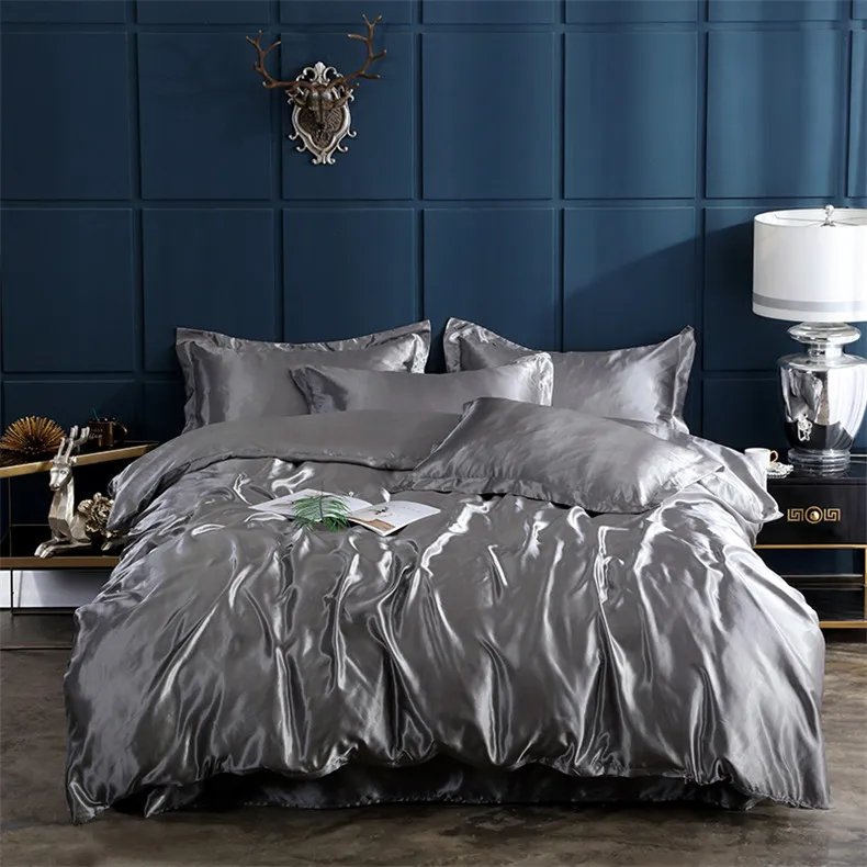 Bedding Set Solid Color Luxury Bedding Kit Rayon Satin Duvet Cover Set Twin Queen King Size Bed Set 2pcs/3pcs/4pcs Bedding Set Solid Color Luxury Bedding Kit Rayon Satin Duvet Cover Set Twin Queen King Size Bed Set 2pcs/3pcs/4pcs