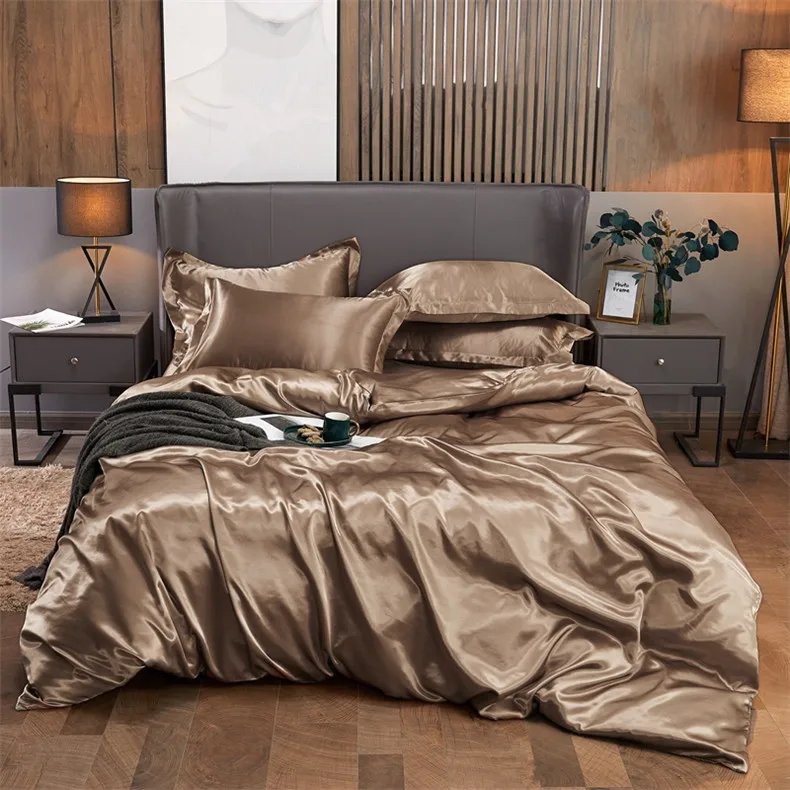 Bedding Set Solid Color Luxury Bedding Kit Rayon Satin Duvet Cover Set Twin Queen King Size Bed Set 2pcs/3pcs/4pcs Bedding Set Solid Color Luxury Bedding Kit Rayon Satin Duvet Cover Set Twin Queen King Size Bed Set 2pcs/3pcs/4pcs