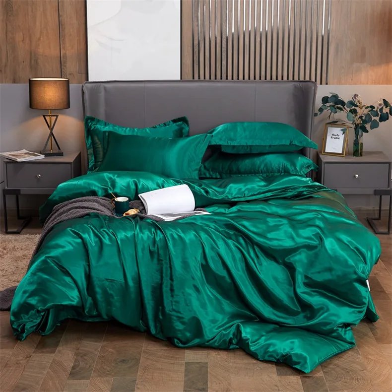 Bedding Set Solid Color Luxury Bedding Kit Rayon Satin Duvet Cover Set Twin Queen King Size Bed Set 2pcs/3pcs/4pcs Bedding Set Solid Color Luxury Bedding Kit Rayon Satin Duvet Cover Set Twin Queen King Size Bed Set 2pcs/3pcs/4pcs