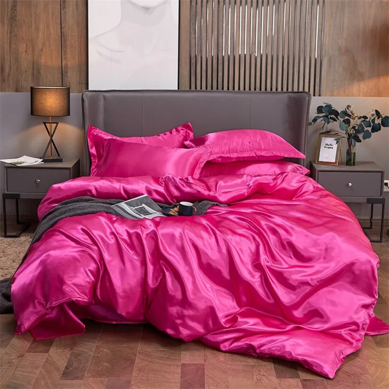 Bedding Set Solid Color Luxury Bedding Kit Rayon Satin Duvet Cover Set Twin Queen King Size Bed Set 2pcs/3pcs/4pcs Bedding Set Solid Color Luxury Bedding Kit Rayon Satin Duvet Cover Set Twin Queen King Size Bed Set 2pcs/3pcs/4pcs