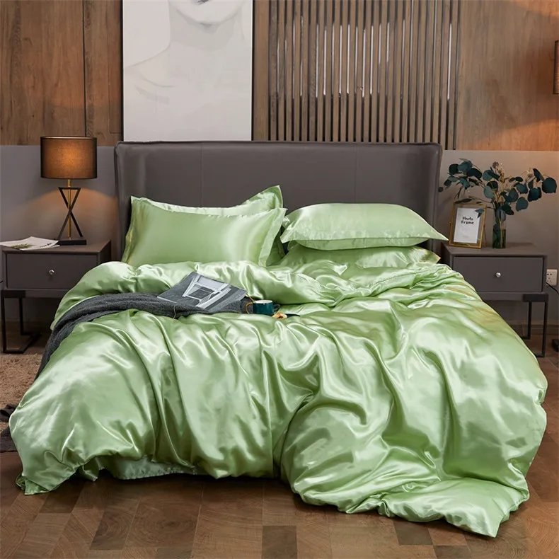 Bedding Set Solid Color Luxury Bedding Kit Rayon Satin Duvet Cover Set Twin Queen King Size Bed Set 2pcs/3pcs/4pcs Bedding Set Solid Color Luxury Bedding Kit Rayon Satin Duvet Cover Set Twin Queen King Size Bed Set 2pcs/3pcs/4pcs