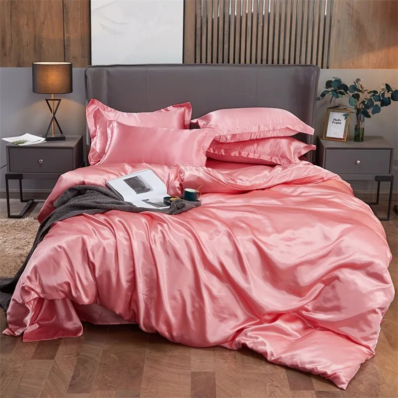 Bedding Set Solid Color Luxury Bedding Kit Rayon Satin Duvet Cover Set Twin Queen King Size Bed Set 2pcs/3pcs/4pcs Bedding Set Solid Color Luxury Bedding Kit Rayon Satin Duvet Cover Set Twin Queen King Size Bed Set 2pcs/3pcs/4pcs
