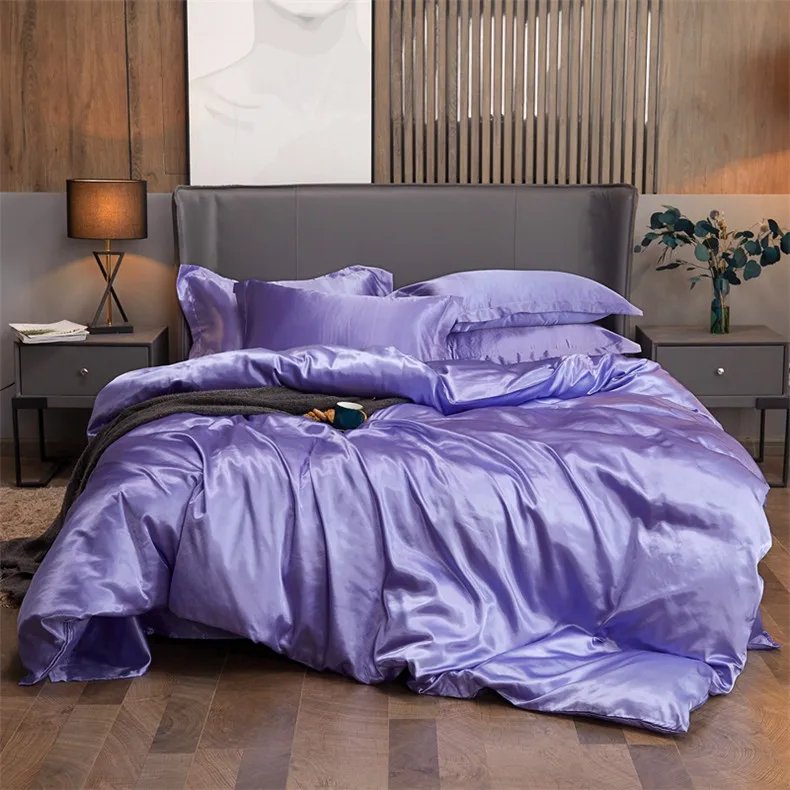 Bedding Set Solid Color Luxury Bedding Kit Rayon Satin Duvet Cover Set Twin Queen King Size Bed Set 2pcs/3pcs/4pcs Bedding Set Solid Color Luxury Bedding Kit Rayon Satin Duvet Cover Set Twin Queen King Size Bed Set 2pcs/3pcs/4pcs