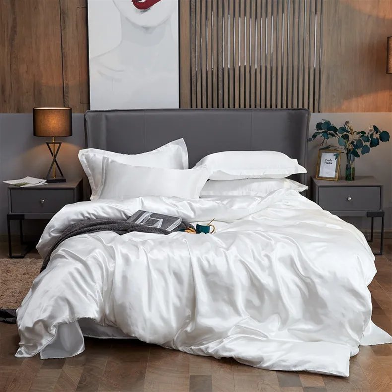 Bedding Set Solid Color Luxury Bedding Kit Rayon Satin Duvet Cover Set Twin Queen King Size Bed Set 2pcs/3pcs/4pcs Bedding Set Solid Color Luxury Bedding Kit Rayon Satin Duvet Cover Set Twin Queen King Size Bed Set 2pcs/3pcs/4pcs