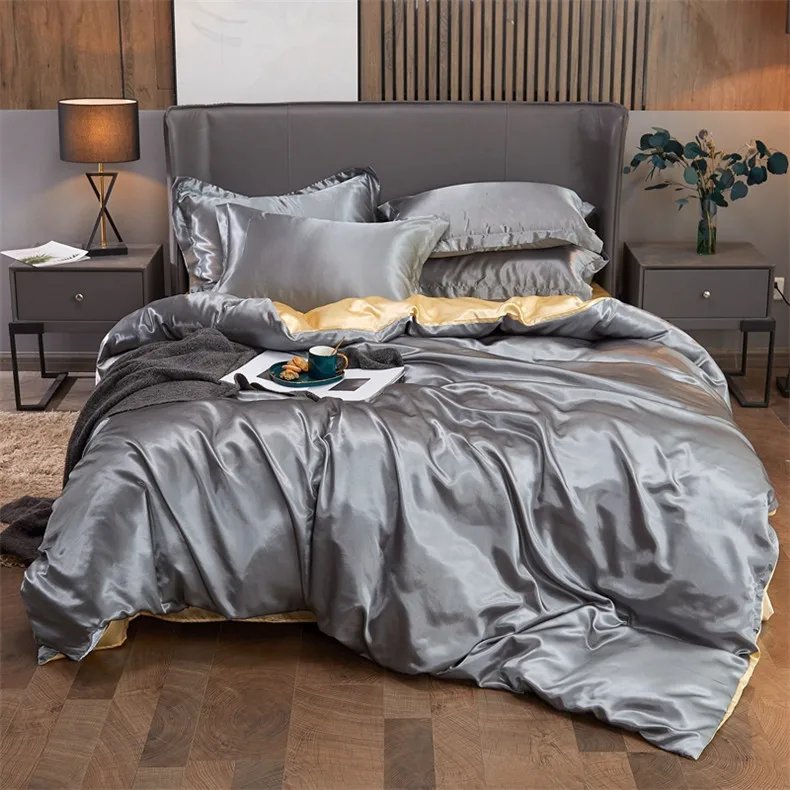 Bedding Set Solid Color Luxury Bedding Kit Rayon Satin Duvet Cover Set Twin Queen King Size Bed Set 2pcs/3pcs/4pcs Bedding Set Solid Color Luxury Bedding Kit Rayon Satin Duvet Cover Set Twin Queen King Size Bed Set 2pcs/3pcs/4pcs