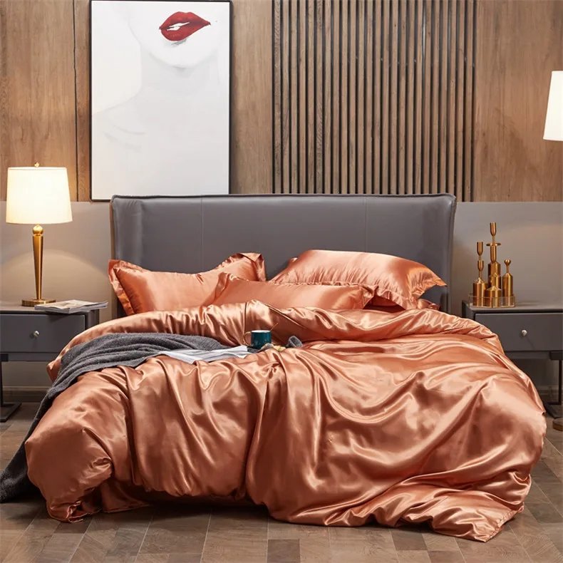 Bedding Set Solid Color Luxury Bedding Kit Rayon Satin Duvet Cover Set Twin Queen King Size Bed Set 2pcs/3pcs/4pcs Bedding Set Solid Color Luxury Bedding Kit Rayon Satin Duvet Cover Set Twin Queen King Size Bed Set 2pcs/3pcs/4pcs