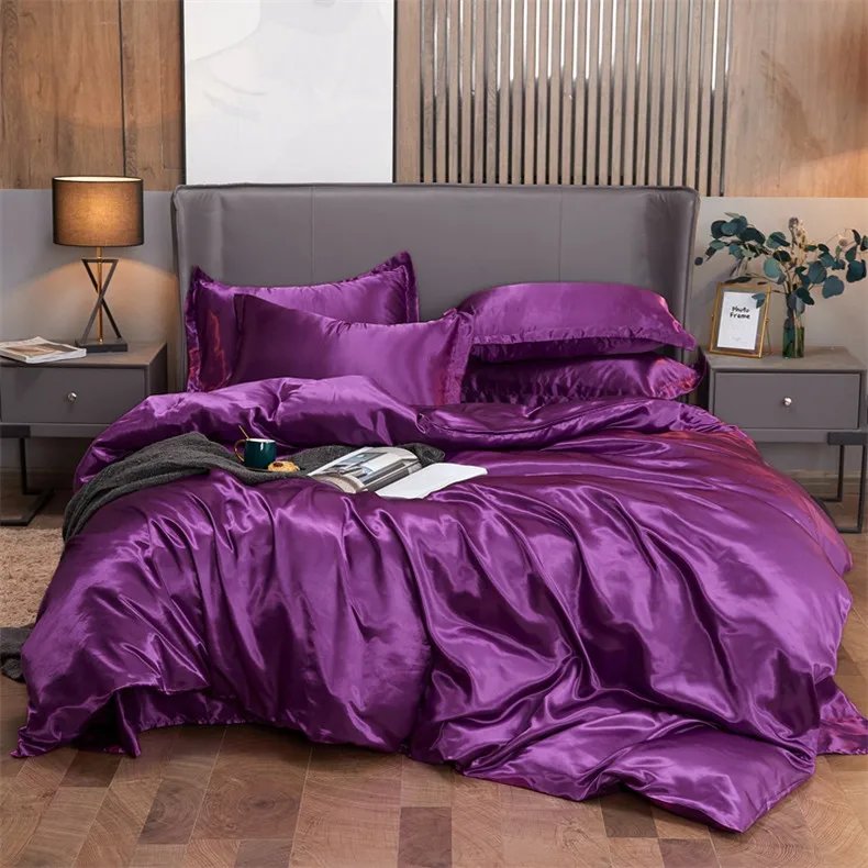 Bedding Set Solid Color Luxury Bedding Kit Rayon Satin Duvet Cover Set Twin Queen King Size Bed Set 2pcs/3pcs/4pcs Bedding Set Solid Color Luxury Bedding Kit Rayon Satin Duvet Cover Set Twin Queen King Size Bed Set 2pcs/3pcs/4pcs