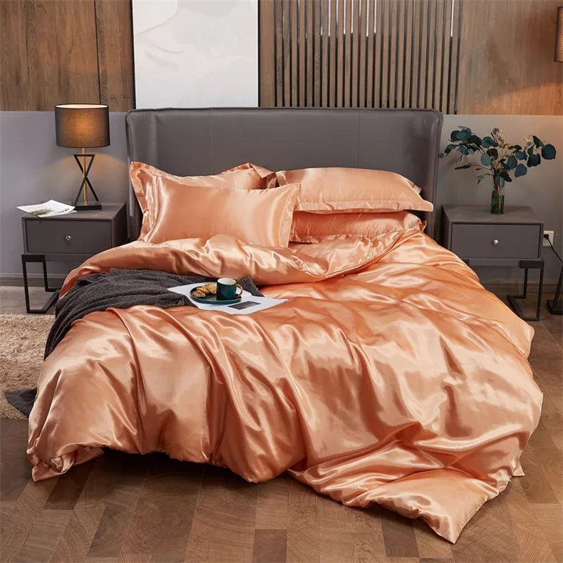 Bedding Set Solid Color Luxury Bedding Kit Rayon Satin Duvet Cover Set Twin Queen King Size Bed Set 2pcs/3pcs/4pcs Bedding Set Solid Color Luxury Bedding Kit Rayon Satin Duvet Cover Set Twin Queen King Size Bed Set 2pcs/3pcs/4pcs