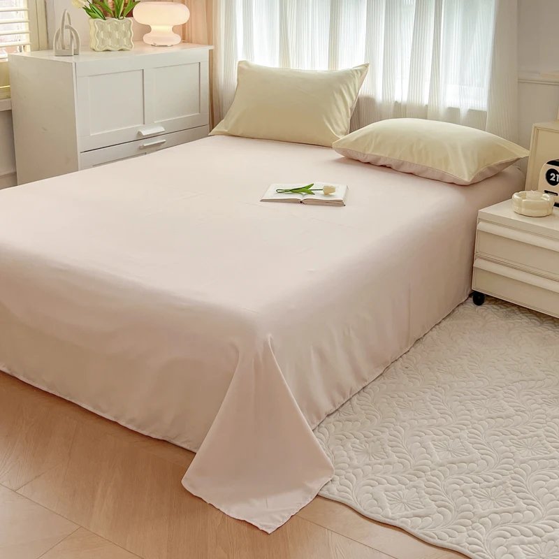 2-side Solid Color Brush Fabric Bed Set 4 Pieces Duvet Cover Pillowcase Bedding Set Bed Sheet Quilt Cover Single Queen King Size