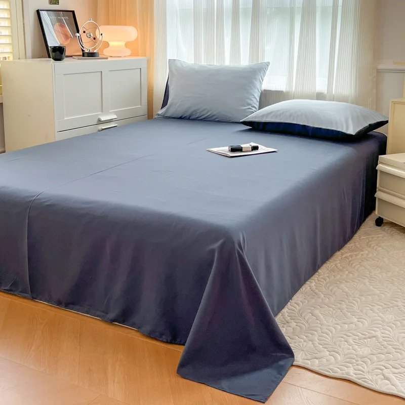 2-side Solid Color Brush Fabric Bed Set 4 Pieces Duvet Cover Pillowcase Bedding Set Bed Sheet Quilt Cover Single Queen King Size